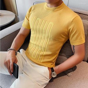 Erkek Tişörtleri Kore tarzı giyim yaz gündelik örgü t-shirt/erkek ince fit yuvarlak yaka trend kısa kollu tişörtler artı boyut S-3XL