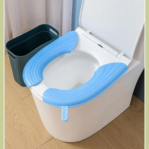 Coprisedili per WC Adesivi universali con manici Cuscino per cuscino Tappetino per coperchio del bagno lavabile per la casa