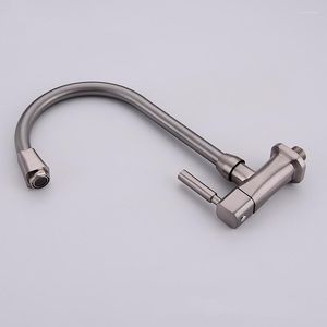 Kitchen Faucets 1PC Faucet Wall Mounted Single Hole Handle Cold Water Tap Zinc Alloy Brushed Thread G1/2'