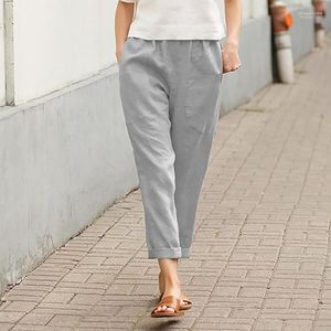 Women's Pants Women's & Capris Lady Formal Plus Size 4XL Women Ankle-Length Pockets Cotton Trousers Harajuku Elegant Female