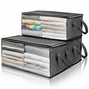 Clothing Wardrobe Storage Non-woven Large Capacity Quilt Clothes Boxs Home Foldable Closet Organizer Box Portable Move House Tidy Packing Bag 221028