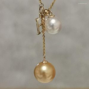 Pendant Necklaces Gorgeous 10mm Gold South Sea Water Pearl Akoya White G18K Necklace Wedding Jewellry