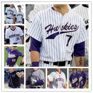 Custom Huskies NCAA Baseball White Purple Black Stitched Any Number Name Jonathan Schiffer Christian Jones Jersey