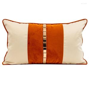Almohada lan jingze metal decorativo para la sala de estar funda de almohada de almohada suave gris azul color naranja amarillo decoración del hogar