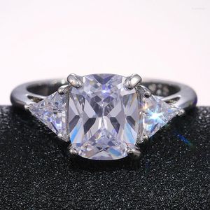 結婚指輪Visisap Square Radiant Cut Clare clear zircon for Women Engagement Birthday Party Girl Daily Wear Jewelry F402