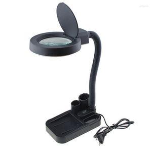 Table Lamps Crafts Glass Lens LED Desk Magnifier Lamp Light 5X 10X Magnifying Desktop Loupe Repairing Tools With 40 EU Plug