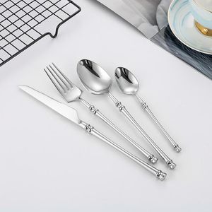 Utensílios de jantar conjunto de talheres dourados alça redonda 304 aço inoxidável pequena faca de faca de faca bife de bife em quatro peças presentes