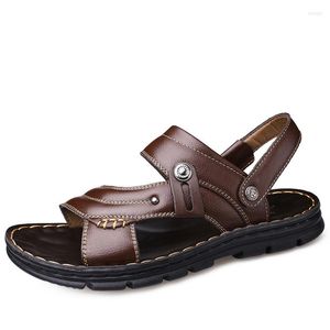 Slippers Men Men Sandals Sandals Leather Sandal Summer Platform Nasual Beach Shoes Non-Slip Outdoor 568 8 37