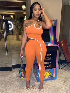 Women's Two Piece Pants Thorn Tree Women Tracksuits 2 Pieces Asymmetricl Hem Off Shoulder Single Strap Tank Crop Tops High Waist Pencil