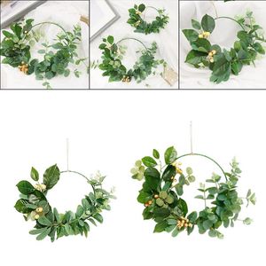 Decorative Flowers Artificial Eucalyptus Wreath Greenery Leaves Metal Ing Hoop For