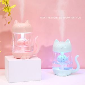 Humidifiers Other Home Garden Air LED Light Cartoon Cat Cool Mist USB Ultrasonic Ultra Quiet For Kids Infant Nursery