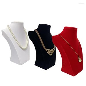 Jewelry Pouches Thick Back Portrait Model Necklace Display Stand Velvet And White Pu Leather Pendant