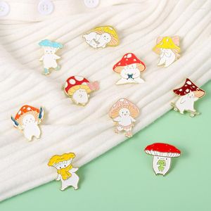 Brooches Cute Mushroom Man Enamel Lapel Pins Custom Cartoon Skateboarding And Roller Skating Brooch Badge Jewelry Gift For Kids Wholesale