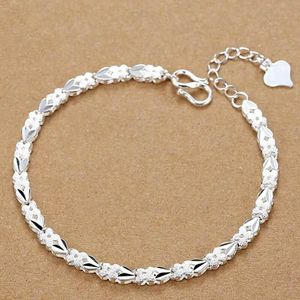 silverarmband hjärtblad för kvinnor bröllop lady ädla ganska smycken mode fin kedja 20 cm 8inch