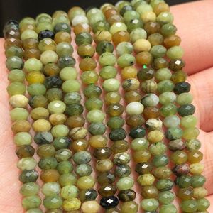 Beads Natural Stone Tiny Facettered Green Canada Jades Loose Rondelle för smycken Making DIY Armband Charms örhängen 15 ''