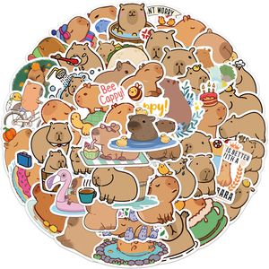 50st Cartoon Capybara Stickers Non-slumpmässiga för bilcykelbagage klistermärke bärbar dator skateboard motorvatten flaska snöbräda väggdekaler barn gåvor