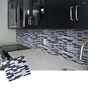Duvar Çıkartmaları Mozaik Ev Dekoru Stripted 3D Stereo Sticker Mutfak Banyo Su geçirmez yağ geçirmez dekorasyon kağıdı DIY