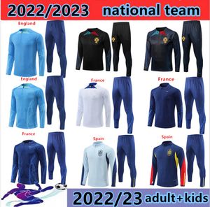 2022 Frenchs france eşofman antrenman takımı Dünya futbol kupası forması BENZEMA MBAPPE equipe de Full Sets çocuklar kiti Erkekler 2023 Francais Half pull Long sleeve chandal futbol