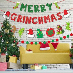 Weihnachtsdekorationen, grünes Monster-Elch-Thema, Banner, Kuchendekoration, Weihnachtsbaumschmuck, Anhänger, fröhliche Dekoration für Zuhause, glückliches Jahr