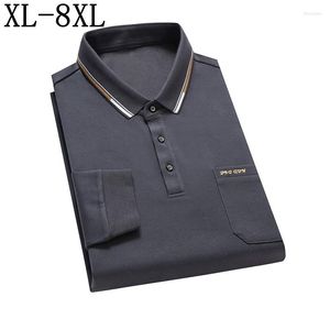 Polo da uomo Taglia 8XL 7XL 6XL Moda autunno Polo allentata Uomo manica lunga Camicie da uomo casual con tasca Homme di alta qualità