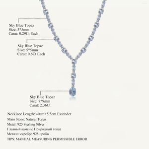 Ketten GEM'S BALLET Luxus 30,36 ct natürliche himmelblaue Topas Halskette 925 Sterling Silber Edelstein Hochzeit für Frauen edlen Schmuck