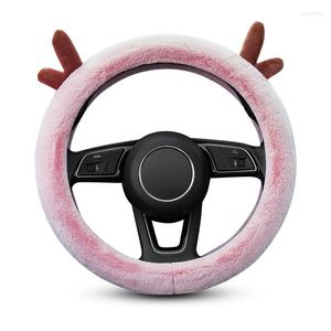 Coprine del volante di sterzo grazioso inverno inverno addensare la copertura per auto peluche corta universale treccia soffice facile da installare