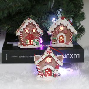 Juldekorationer Polymer Clay Lyinous Christmas House Creative LED Decorative Hanging Piece