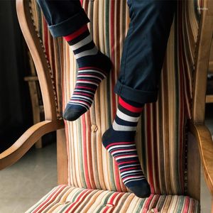 5 Socks Pairs Men's Chaussette Striped Print Male Business Mens Dress Sock Meias Homens Calcetines Hombre