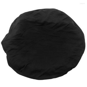 Stol täcker ABSF 4 Pack Round Barstol-Super Soft and Washable Elastic Cushion Slipcover för 12-14 tum stol-svart