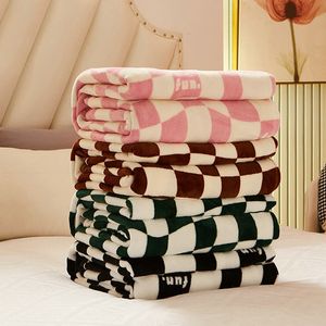 Filtar retro checkerboard pläd flanell höst vinter mjuk varm sjal bädd