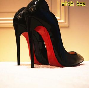 Kadınlar yüksek topuk ayakkabıları kırmızı marka dipleri çıplak siyah parlak patent cm cm cm cm ince topuklu noktalı sığ kadın ayakkabıları kutu büyük boy