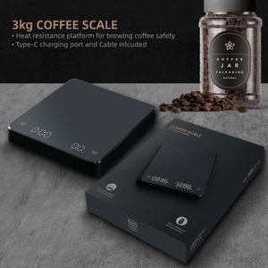 Измерение инструментов Черное зеркало базовое электронное масштаб встроенный автопоймер Полить на эспрессо Smart Coffee Kitchen S 3KG 221022