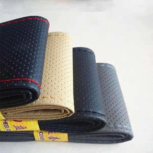 Steering Wheel Covers Hand Sewing Cover Microfiber Leather Sweat-absorbent Breathable Car