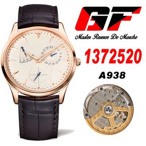 GF Master Ultra Thin A938 Automatic Mens Watch 1372520 Real Power Reserve Rose Gold Белый циферблат коричневый кожа