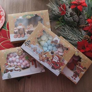 Presentförpackning 22 15 9cm 12st jul jultomten och älg från skorstenen papperslåda ljusstake baka diy fest gynnar gåvor förpackning förpackningar