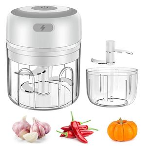 Juicers Electric Mini Garlic Chopper Masher Press Mincer Pepper Chili Vegetable Nuts Meat Grinder Food Processor 221018