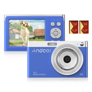 Digitalkameras Andoer 4K Mini-Kamera Video-Camcorder 50 MP 2,88 Zoll IPS-Bildschirm AF 16-facher Zoom Gesichtserkennung Eingebauter Blitz für Kinder Teenager Geschenk 221101