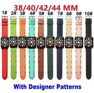 Luxury L Flower Designer Colorful Leather Watchband Straps For Apple Watch 7 6 5 4 3 2 1 Band Sport Leather Bracelet 44mm 42mm 40mm 38mm 45mm 41mm Iwatch Series 8 SE 7 Strap