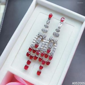Dangle Küpeler Kjjeaxcmy Fine Jewelry 925 STERLING Gümüş Kakma Doğal Gem Ruby Kadın Kadın Kulak Desteği Destek Testi