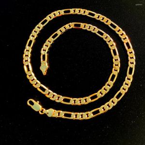 Anhänger Halsketten Halskette Kette Real 18 K gelb G/F feines goldener Stamm 585 Hallmarkierter Womes Figaro Bling Link 500 mm 6mm