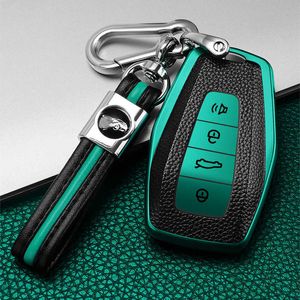 Bilnyckel TPU-läderbil Remote Key Case Cover Holder Shell för Geely EmGrand X7 EX7 Coolray 2019-2020 Auto Styling FOB Accessories T221110