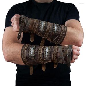 Podkładki kolanowe Strażniki Ramię kostiumy steampunk retro rycerz skórzany straż bitew Regulowany długi styl Bracers Medieval Armor dla mężczyzn