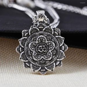 Naszyjniki wisiorek Langhong 1pcs Mandala Naszyjnik Tybet Duchowa geometria Amulet Biżuteria religijna