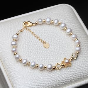 Braccialetto d'acqua dolce bianco naturale con gioielli di perle con fascino fine da sposa in rilievo per regalo di anniversario delle donne 221020