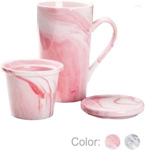 Mugs Marble Ceramic Tea Cup Infuser And Lid Coffee Mug Grey For Women Girl Wife Mom Grandma Sister Girlfriend Men