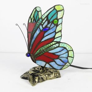 Table Lamps Classic Tiffany Color Butterfly Decorative Bedside Nightlight Student Children's Writing Eye Protection Bedroom Lamp