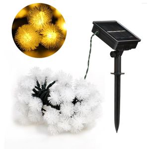 Strings Dekoracje świąteczne 5 20LED /7 30LED FAIRY ŚWIATŁO Słoneczny Dandelion Wodoodporna futrzana lampka śnieżna