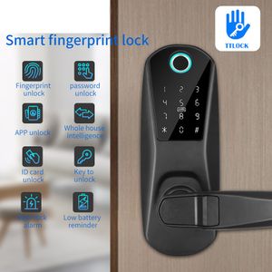 SMART LOCK TTLOCK APP FINGERPRINT BLUETOOTH CYLINDER Biometrisk elektronisk dörr Digital knappsats RFID -kort KEYLESS 221018