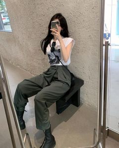 Women's Pants Women's & Capris Suit Loose Casual Bloomers Autumn And Summer Streetwear High Waist Fashion Chic Pleated Trousers