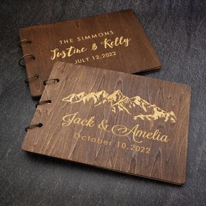 Other Event Party Supplies Personalized Guest Book A4A5 Wedding boook es Wooden Album Baptism Mariage Decoration 221020